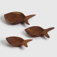 Teak wood Serving Bowls ( set of 3 ) — Elm fish shaped