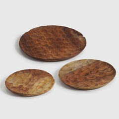 Serving Plates teak wood set of 3 