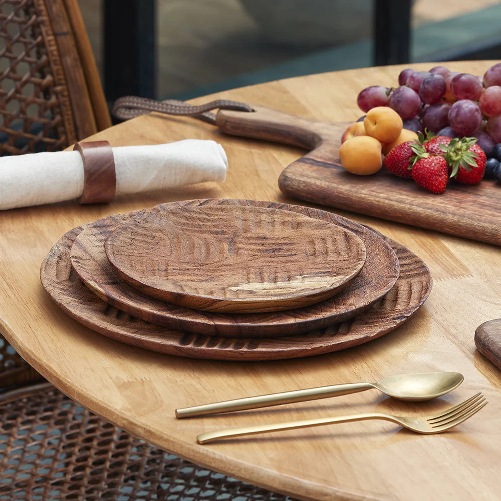 Serving Plates teak wood set of 3 